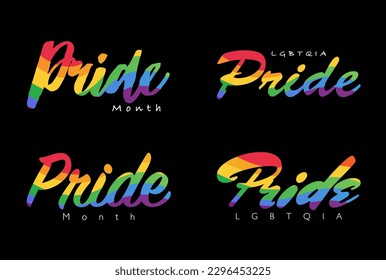PRIDE Rainbow letter art set for festival parades, parties, and social events. Vector illustration template.