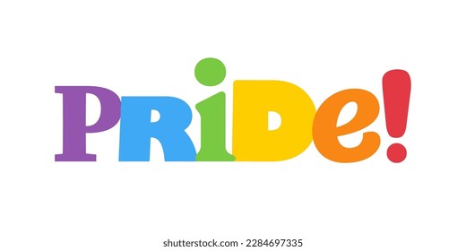 PRIDE Rainbow Lettering in collage Style. Different types, diversity representation. Vector banner.