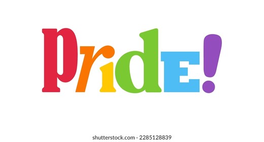 PRIDE Rainbow Lettering in collage Style. Different types, diversity representation. Vector banner.