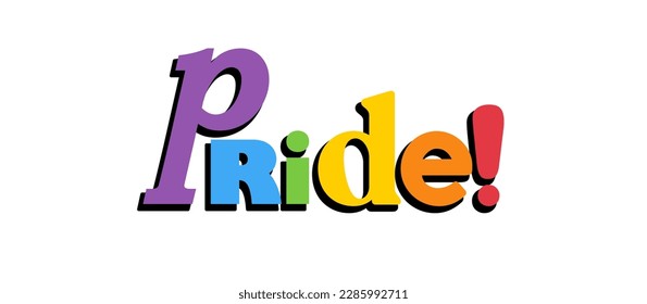 PRIDE Rainbow Lettering in collage Style. Different types, diversity representation. Vector banner.