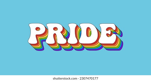 Letras del orgullo arcoiris en estilo retro