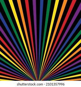 Pride rainbow light rays design with black background - Vector Illustration