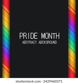 Pride Rainbow Metallic Colored Pipe Template Frame, Pixel Art Rendered, Black Background