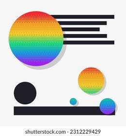 Pride Rainbow Pixel Dithered Gardient Circle and Black Abstract Artwork Template