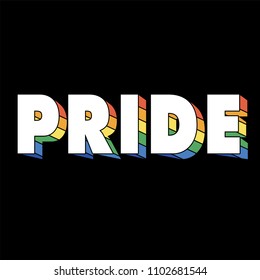 Pride Rainbow Text Black Background Vector Image
