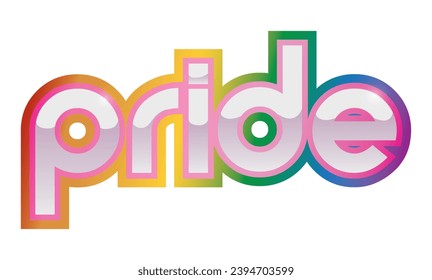 Stolzes Schild mit glänzendem rosa Effekt und feinen Linien in den Farben des Regenbogens.