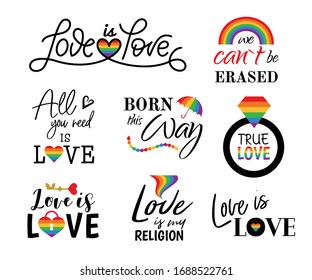 Pride sign set with rainbow colors