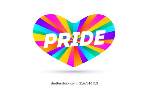 Orgullo, burbuja del habla, corazón. Cartel, afiche, burbuja de voz con el texto Orgullo. Estilo geométrico con orgullo de mensaje para pancarta, afiche. Diseño de explosión, burbuja de habla. Ilustración vectorial