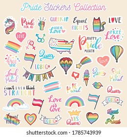 Pride Stickers Collection - Hand Drawn Vector Illustration Set