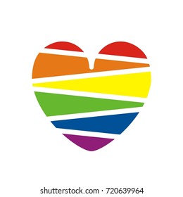 Pride symbol. Rainbow heart. Six colors of love. Valentine's Day card.
Homosexual love concept. Gay and LGBT pride flag