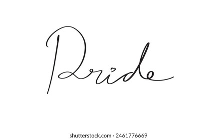 Pride text calligraphy font hand lettering black dark color symbol sign pride gay lesbian homosexuality love community group diversity trangender bisexual 1 june month first vector illustration design