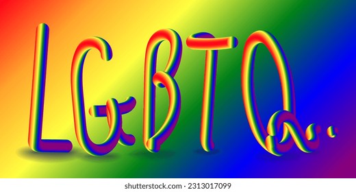Pride Text with LGBTQ Rainbow Flag Color. Vector illustration.