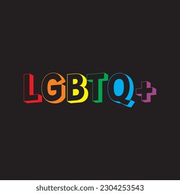 Pride Text with LGBTQ+ typography Rainbow Flag Color