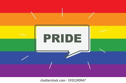 Pride Text on a LGBTQ+ Flag. LGBTQ Flag Conceptual Vector Illustration Image. 