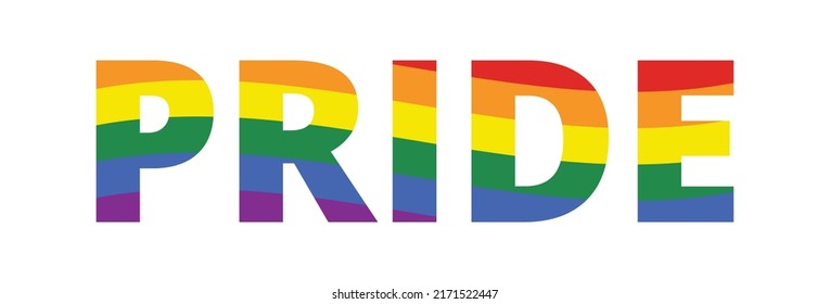 Pride with a text shape, rainbow color. LGBT pride symbol concept