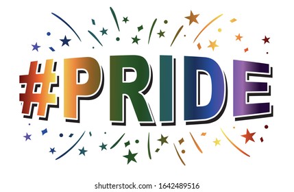 Pride text word rainbow banner Vector illustration LGBTQ related colors 