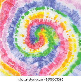 Pride Tie Dye Swirl. Spiral Paint. Rainbow Brush Circle. Rainbow Pride. Colorful Gradient Tie Dye. Hippie Circle Print. Multi Swirl Lgbt Pattern. Vector Dyed Tie Dye. Vector Pride Tie Dye Background