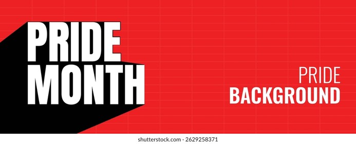 Pride Typografie Banner mit Schatten auf rotem Hintergrund LGBTQ Pride Monat Vektor Design