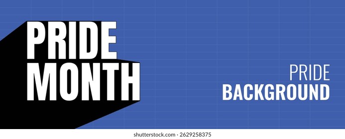 Pride Typography Banner with Shadow on Blue Background LGBTQ Pride Month Vector Design