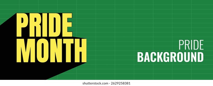 Anuncio de la tipografía del orgullo con la sombra en el fondo verde, diseño del Vector del mes del orgullo LGBTQ