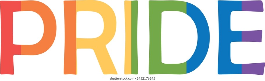 Pride vector typography banner stock illustration, rainbow flag colours text word, icon