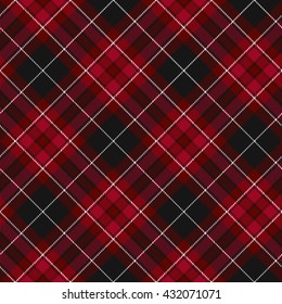 Pride of wales fabric diagonal textile red tartan seamless pattern. Vector illustration. EPS 10. No transparency. No gradients.