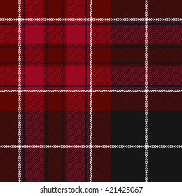 Pride of wales fabric texture red and black tartan seamless pattern. Vector illustration. EPS 10. No transparency. No gradients.