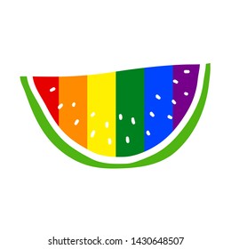 Pride Watermelon Illustration, Pride Flag on Watermelon, Cute Art, Illustration Watermelon Pride Design