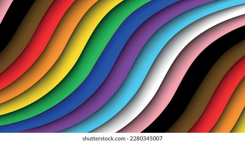 pride waves  Wave rainbow LGBT spectrum flag background  Paper cut design  Waves rainbow colors web banner template  Pride Month vector 3D illustration