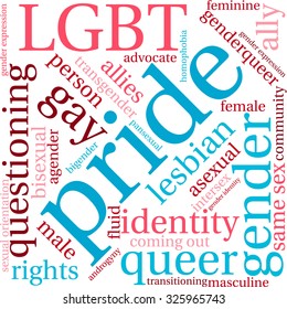 Pride word cloud on a white background. 