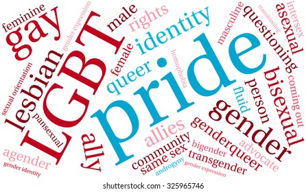 Pride word cloud on a white background. 