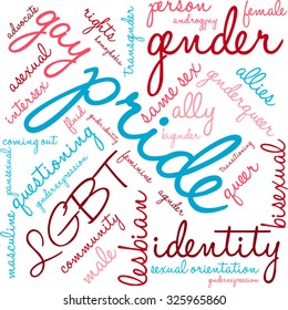 Pride word cloud on a white background. 