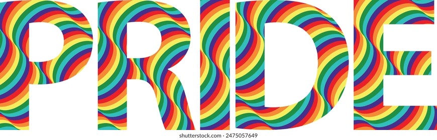 pride word with pride color inside, pride word vector illustration.