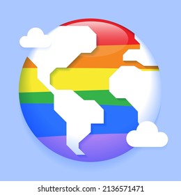 Pride World Earth Planet Isolated Equality LGBTQIA Concept Cartoon Vector Illustration 3d flat 