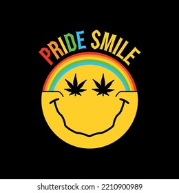 Pride Yellow Face Artwork. Pride Face. Pride Fest. Cannabis Eyes. Smiling Face. Trippy Face Free Vector