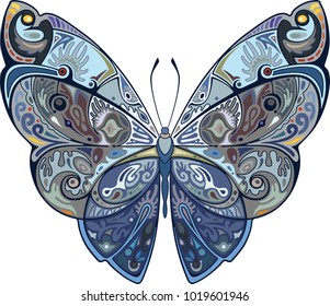 PriDesign element, butterfly with a pattern, in blue tonesnt