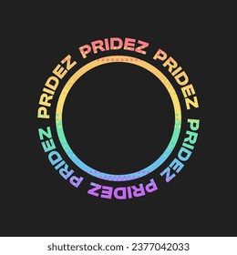 PRIDEZ Rainbow Typography Circle With Lines, Minimal LGBT Symbol Template
