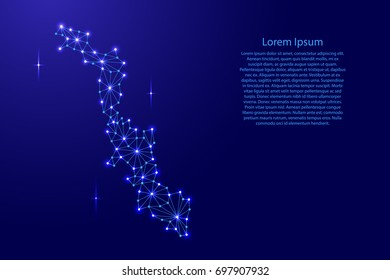 Pridnestrovian Moldavian Republic map of polygonal mosaic lines network, rays and space stars of vector illustration.