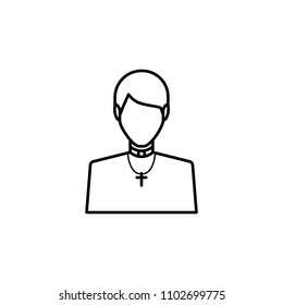 Priest avatar icon. Profession logo. Male character. A man in professional clothes. People specialists. Flat simple vector illustration.