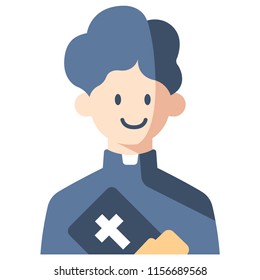 Priest with bible vector illustration in flat color design
