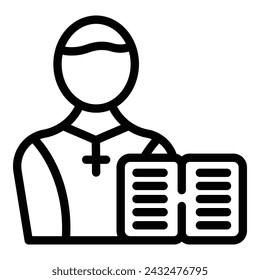 Priest book read icon outline vector. Adult catholic. Scripture tradition