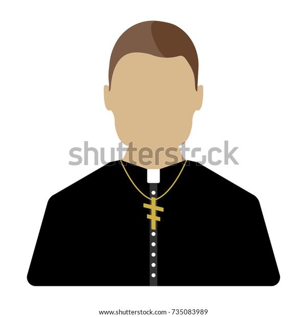 Priest cartoon icon. Isolated vector\
illustration on white\
background.