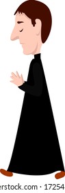 Priest in cassock, illustration, vector on white background