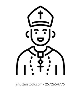 Priest character icon in linear style 