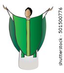 Priest in a chasuble liturgical vestment for mass. Abstract simple color vector illustration.