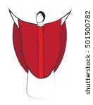 Priest in a chasuble liturgical vestment for mass. Abstract simple color vector illustration.