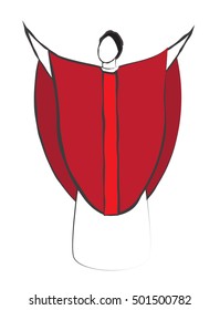 Priest in a chasuble liturgical vestment for mass. Abstract simple color vector illustration.