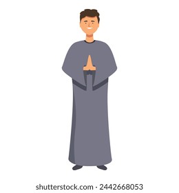 Priest child icon cartoon vector. Festival religion. Candle praying