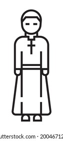 Priest, Clergyman, Cleric Icon. Bible Vector In A Thin Line Style. Holy Man Simple Illustration. Chaplain, Clergy,  Symbol.