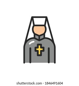 Priest color line icon. Isolated vector element.
